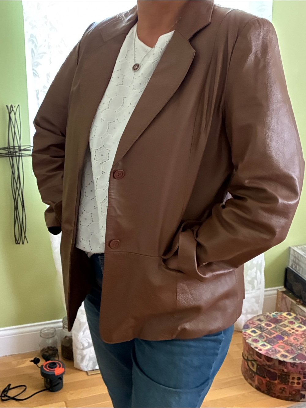 Vintage Chadwicks Brown Leather Blazer Jacket - Picture 7 of 8